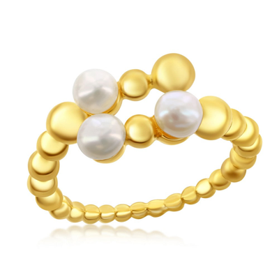 Shop Simona Sterling Silver Fwp And Beaded Open Ring - Gold Plated