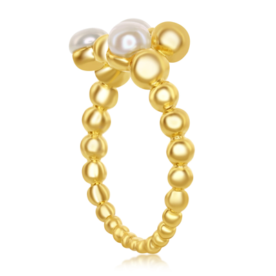 Simona Sterling Silver Fwp And Beaded Open Ring - Gold Plated