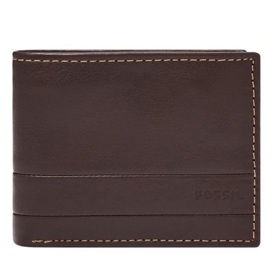 Shop Fossil Men Lufkin Leather Passport Case In Brown