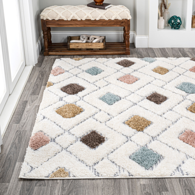 Shop Jonathan Y Astrid Retro Trellis High-low Multi/cream Area Rug In Beige