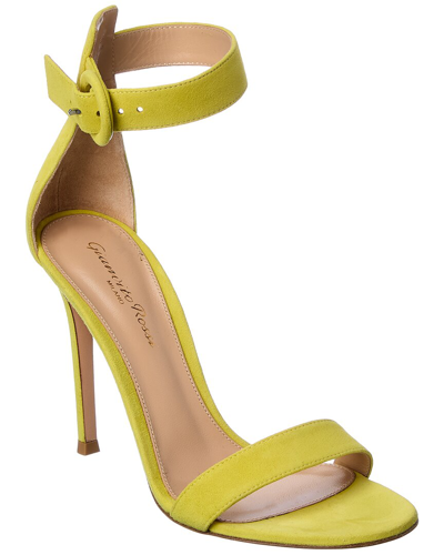 Shop Gianvito Rossi Portofino 105 Suede Sandal In Yellow