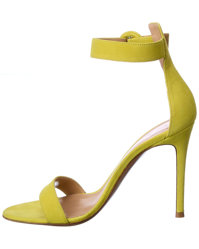 Shop Gianvito Rossi Portofino 105 Suede Sandal In Yellow
