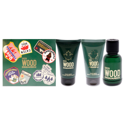 Shop Dsquared2 Green Wood By  For Men - 3 Pc Gift Set 1.7oz Edt Spray, 1.7oz After Shave Balm, 1.7oz Bath