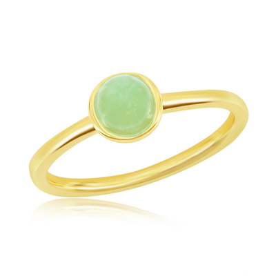 Shop Simona Sterling Silver 5mm Round Jade Solitaire Ring - Gold Plated In Green