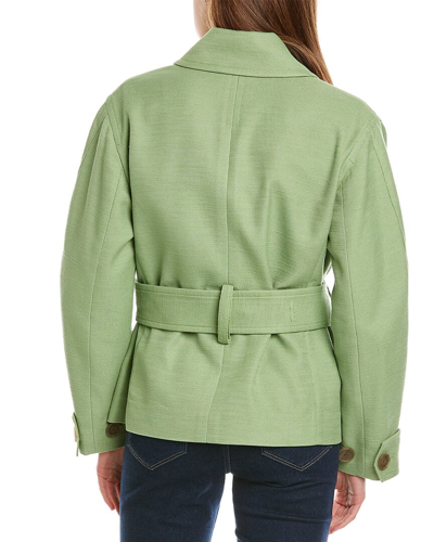 Shop Vince Saharienne Linen-blend Jacket In Green
