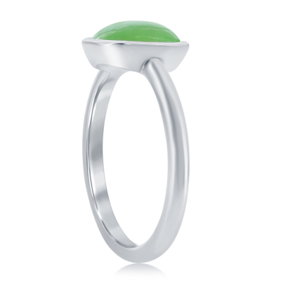 Shop Simona Sterling Silver 8mm Cushion Jade Ring In Green