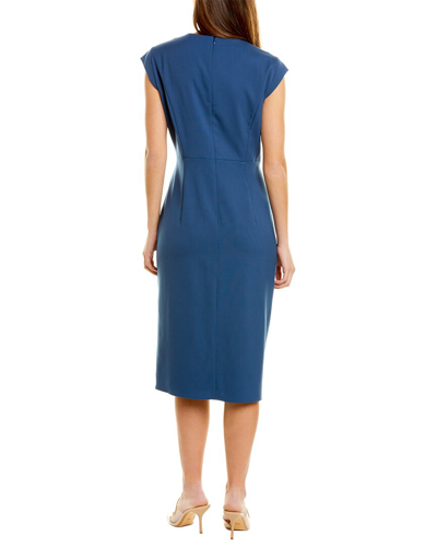 Shop Escada Dehsias Wool-blend Sheath Dress In Blue