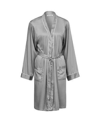 Shop Ettitude Sateen+ Robe In Silver