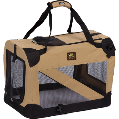 Shop Pet Life '360° Vista View' Zippered Soft Folding Collapsible Durable Metal Framed Pet Dog Crate Hou In Beige