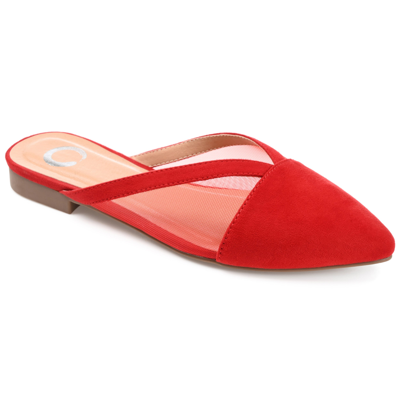 Journee Collection Women's Reeo Mesh Pointed Toe Slip On Mules In Red