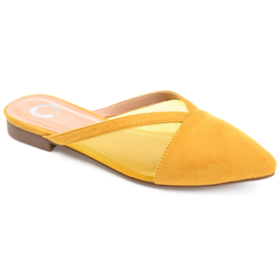 Journee Collection Women's Reeo Mesh Pointed Toe Slip On Mules In Yellow