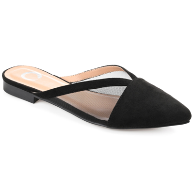 Journee Collection Women's Reeo Mesh Pointed Toe Slip On Mules In Black
