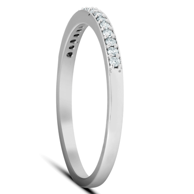 Pompeii3 1/5 Ct Diamond Wedding Ring 14k White Gold Stackable Anniverary Band In Silver
