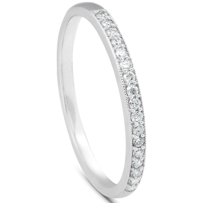 Pompeii3 1/5 Ct Diamond Wedding Ring 14k White Gold Stackable Anniverary Band In Silver
