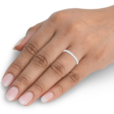 Pompeii3 1/5 Ct Diamond Wedding Ring 14k White Gold Stackable Anniverary Band In Silver