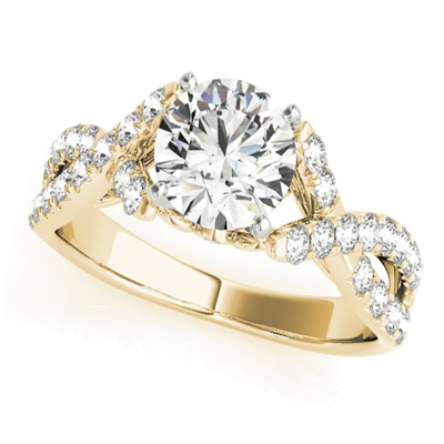 Pompeii3 1 1/4 Ct Diamond Engagement Ring Wedding Band Set 14k Yellow Gold In White