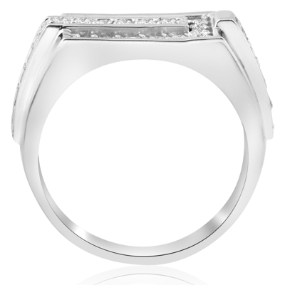 Pompeii3 3/4ct Diamond Mens Wedding Ring 10k White Gold In Silver