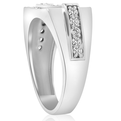 Pompeii3 3/4ct Diamond Mens Wedding Ring 10k White Gold In Silver