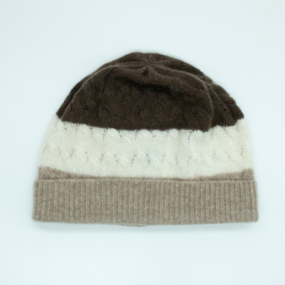 Shop Portolano Cashmere Striped Hat With Cables In Multi