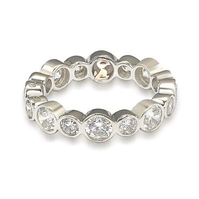 Suzy Levian Sterling Silver Cubic Zirconia Multi Circle Bezel Set Eternity Band In White