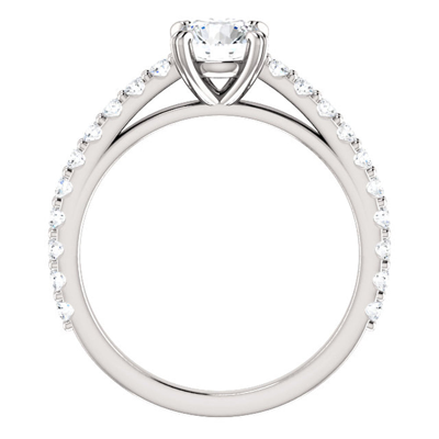 Pompeii3 1 Ct Round Diamond Engagement Ring 14k White Gold Prong Set Single Row In Silver