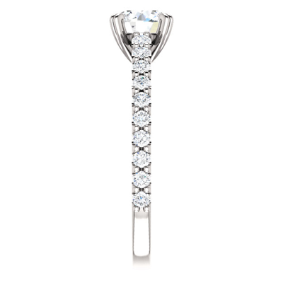 Pompeii3 1 Ct Round Diamond Engagement Ring 14k White Gold Prong Set Single Row In Silver