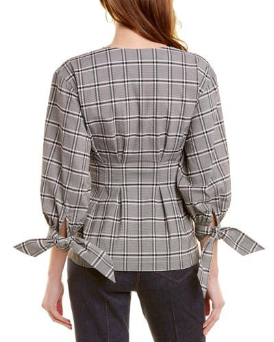 Pearl By Lela Rose Seersucker Plaid Top In Black