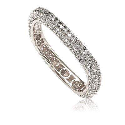 Suzy Levian Rosed Sterling Silver Cubic Zirconia Modern Pave Square Eternity Band In Metallic