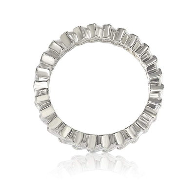 Suzy Levian Sterling Silver White Cubic Zirconia Bagguette Eternity Band