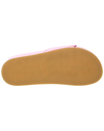 Shop Valentino Vlogo Leather Slide In Pink