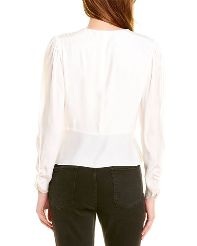 Shop Frame Shirred Peplum Silk Top In White