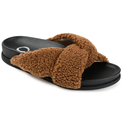 Journee Collection Dalynnda Faux Fur Slipper In Brown