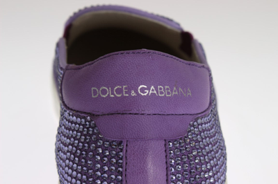 Shop Dolce & Gabbana Strass Canvas Logo Men's Sneakers In Purple