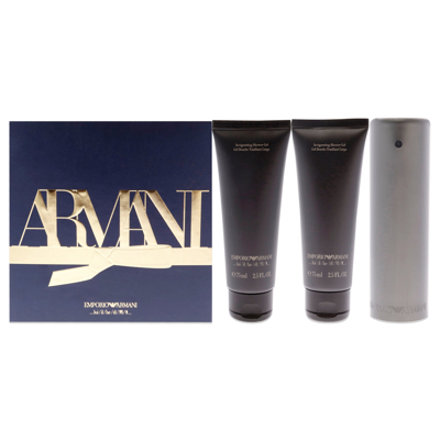 Shop Emporio Armani For Men - 3 Pc Gift Set 1.7oz Edt Spray, 2x2.5oz Shower Gel In Blue