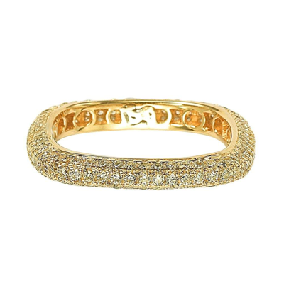 Suzy Levian Golden Sterling Silver Cubic Zirconia Modern Pave Square Eternity Band In White