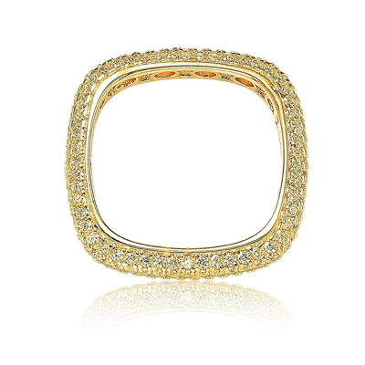 Suzy Levian Golden Sterling Silver Cubic Zirconia Modern Pave Square Eternity Band In White