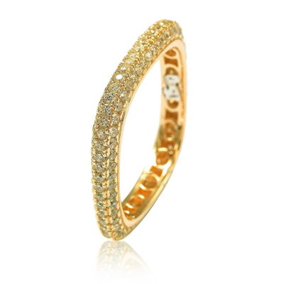 Suzy Levian Golden Sterling Silver Cubic Zirconia Modern Pave Square Eternity Band In White