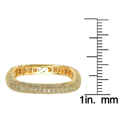 Suzy Levian Golden Sterling Silver Cubic Zirconia Modern Pave Square Eternity Band In White