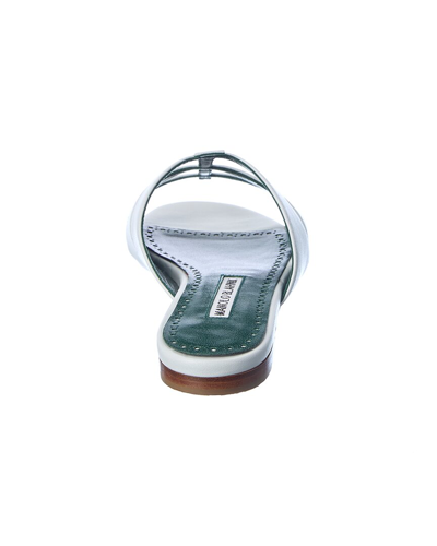 Shop Manolo Blahnik Noorasan Leather Sandal In White