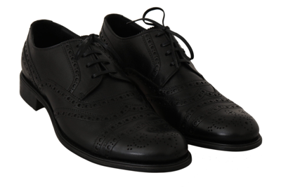 Shop Dolce & Gabbana Leather Wingtip Oxford Dress Men's Shoes In Black