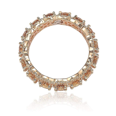 Suzy Levian Rose Sterling Silver Round Cubic Zirconia Champagne And White Eternity Band
