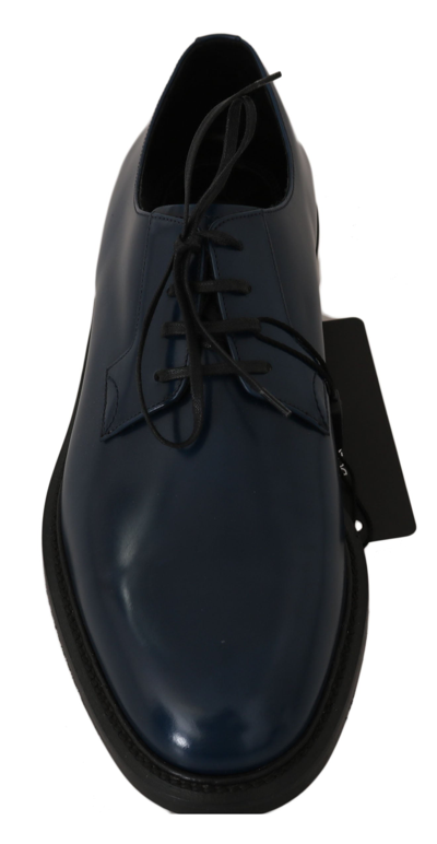Shop Dolce & Gabbana Leather Marsala Derby Formal Men's Shoes In Blue