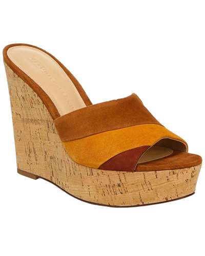 Shop Veronica Beard Dali Patchwork Suede Sandal In Orange