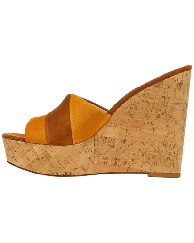 Shop Veronica Beard Dali Patchwork Suede Sandal In Orange