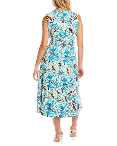 Shop Anne Klein Tropical Linen-blend Midi Dress In Multi
