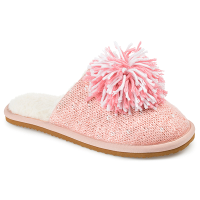 Journee Collection Journee Stardust Pompom Slipper In Pink