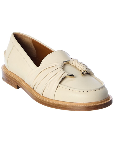 Shop Chloé Chloe C Leather Loafer In White