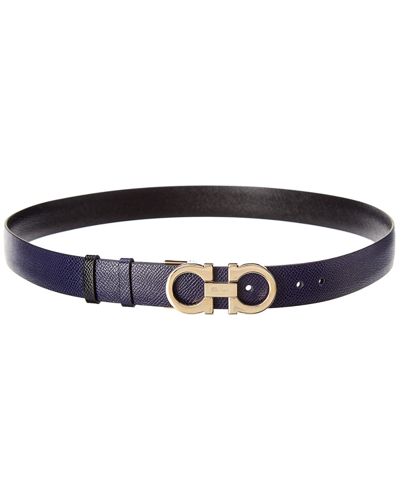 Shop Ferragamo Salvatore  Gancini Reversible & Adjustable Leather Belt In Blue