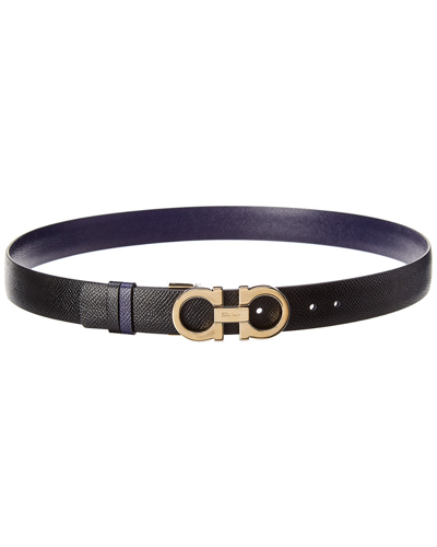 Shop Ferragamo Salvatore  Gancini Reversible & Adjustable Leather Belt In Blue