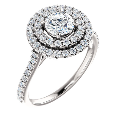 Shop Pompeii3 1 Ct Diamond Ex3 Lab Grown Double Halo Engagement Ring 10k White Gold In Silver